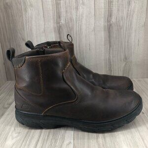Skechers Ankle Boots Mens 13 Korver Brown Leather Zip Relax Fit Shoes